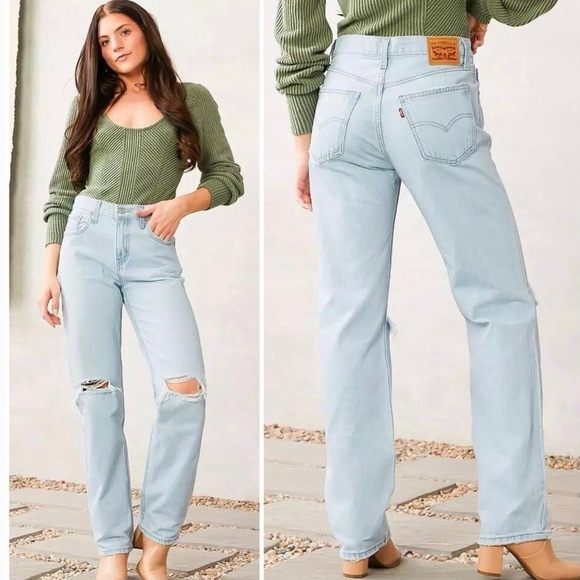Levi’s 29 (US 8/9) Low Pro Straight Women’s Jeans Light Distressed A0964-0011 - Picture 1 of 10